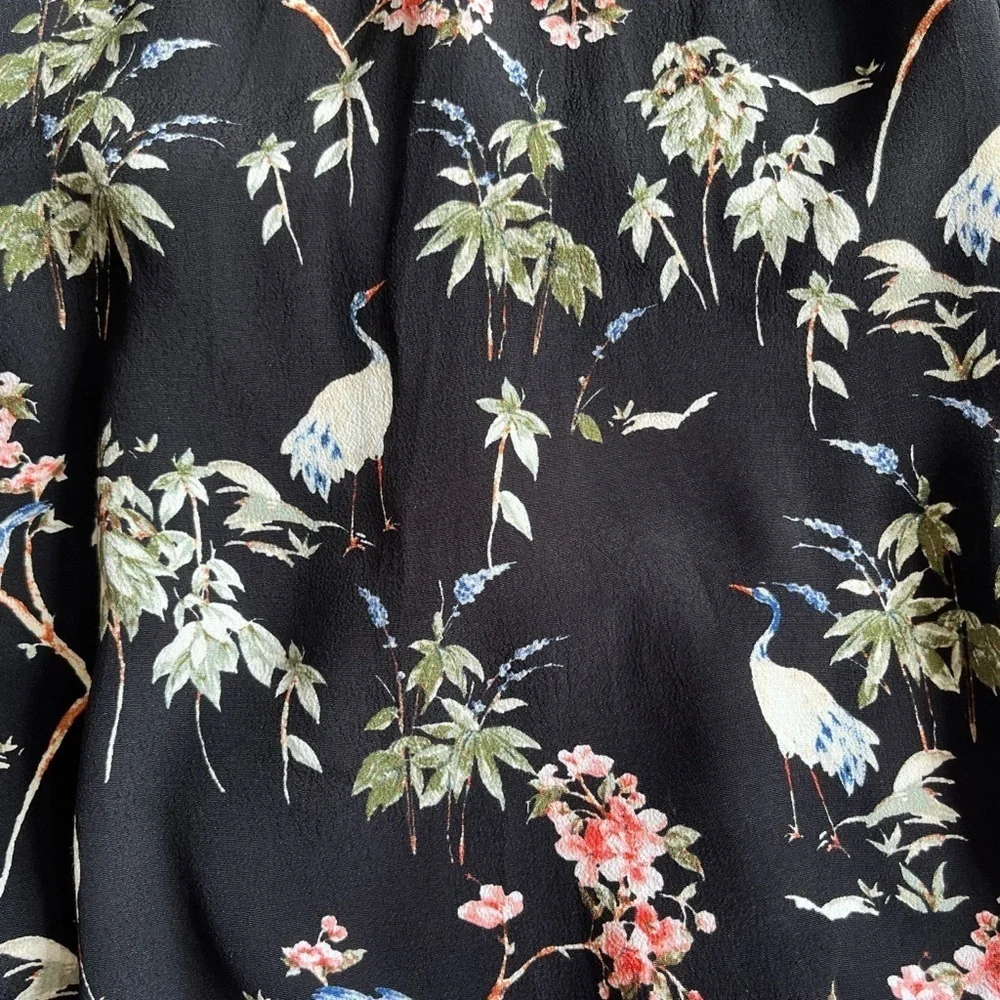 Banana Republic Black Floral Birds Midi Dress Strappy Summer Dress 4 - Picture 8 of 13